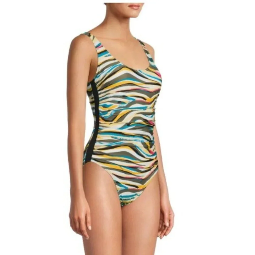DKNY Swirl Print One Piece Swimsuit - 4 - Picture 7 of 9